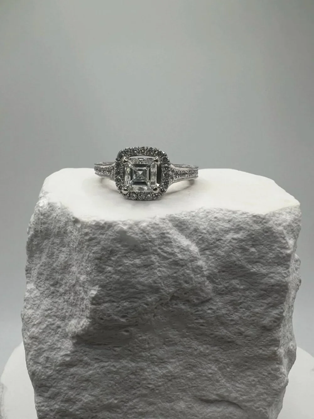 Vintage Selene Square Halo Ring